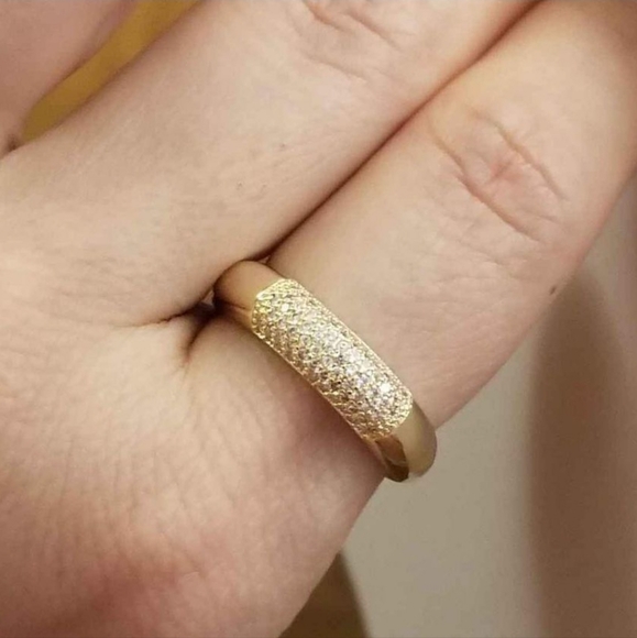 New 18K Gold Plated Diamond Band Ring for Women - Picture 3 of 9